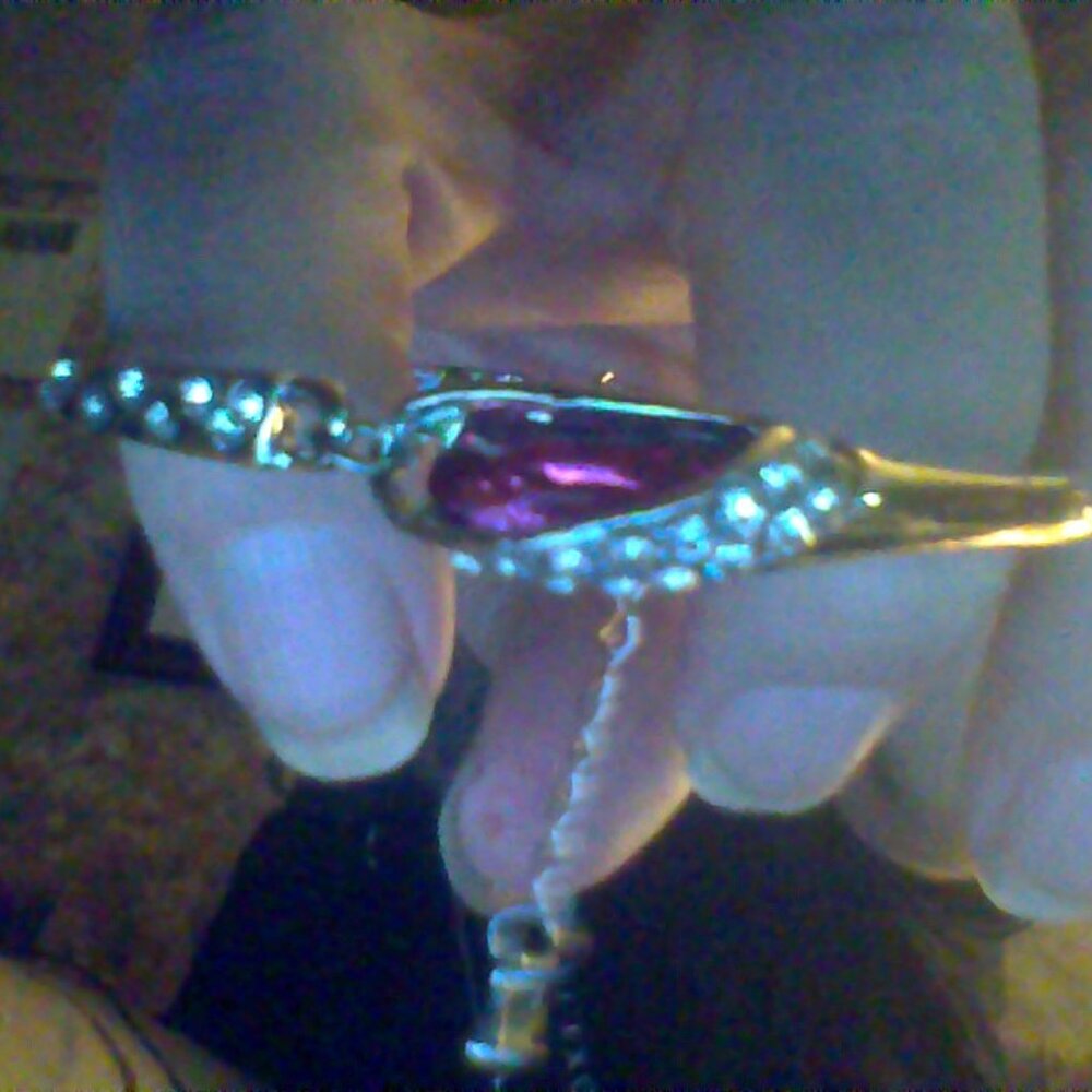 silver plated bracelet with pink stone
